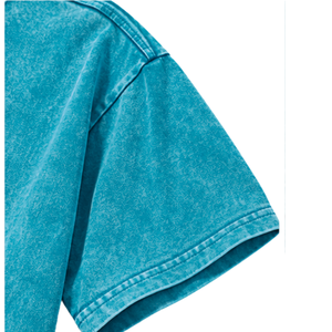 <b>Mens</b> <b>Turquoise</b> Washed T-<b>Shirt</b> Short Sleeve Crew Neck Graphic Tee Casual Streetwear Loose Fit Vintage Style Summer Fashion XS - Product Image 5