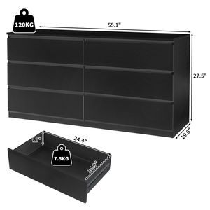 Comò Moderno a 6 Cassetti con Ampio Spazio di Archiviazione, Mobile in Rovere per Camera da Letto, Soggiorno, Ingresso, in Nero - per Appartamenti in Stile Rustico - Product Image 4
