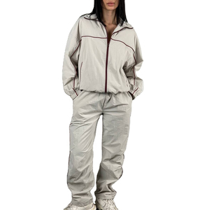 Ladies Nylon Workout Tracksuit Stand Collar <b>Jacket</b> Straight Leg Pants Sports Fitness Wear Quick Dry Custom Logo OEM ODM - Product Image 4