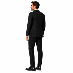 Costume d'affaires noir pour homme, style britannique, revers cranté, simple boutonnage, infroissable, coupe classique, mélange de laine, 3 pièces, pour adultes - Product Image 4