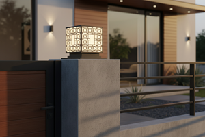Lámpara de Jardín LED con Patrón de Ondas, Lámpara de Poste Exterior de Acero con Recubrimiento de Polvo Negro de 12 Pulgadas, Iluminación Cálida para Jardín, para Villa, CA 220V - Product Image 6