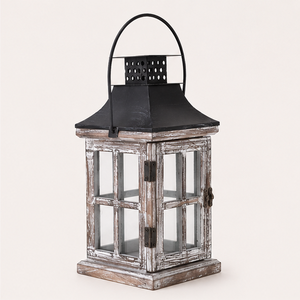 Portavelas de Madera con Tapa Metálica, Decoración Rústica Antigua para Centros de Mesa de Boda, Iluminación para el Hogar y Jardín Interior - Product Image 1