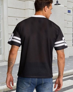 T-shirt de sport en maille bleu clair à manches courtes, rayé, numéro 8, col rond, séchage rapide, unisexe, pour le printemps et l'été - Product Image 5