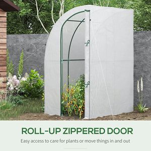 Serra da Giardino 5x4x7 con Copertura in PE Bianco, a Muro, per Piante da Esterno, con Finestra Avvolgibile - Product Image 6