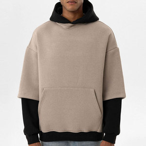 Sweat-shirts d'hiver amples et carrés pour hommes, vintage, brodés, double couche, manches longues, effet délavé, 100 % coton molletonné, vente en gros - Product Image 1