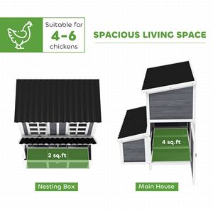 Gallinero de Madera de 39 Pulgadas con Nido y Bandeja Extraíble, Techo Impermeable, Jaula para 4-6 Gallinas o Conejos - Product Image 3