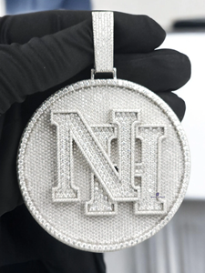 Pendentif Hip Hop personnalisé avec initiale N en moissanite, finition or blanc - Product Image 4