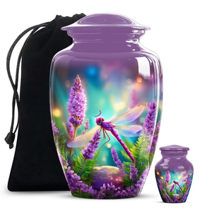 Purple <b>Memorial</b> Urn Metal Cremation <b>Keepsake</b> Vessel Adult Ashes Cremation Urn with Velvet Drawstring Bag - Product Image 5