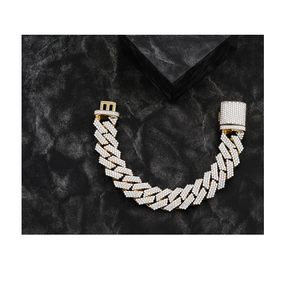 Bracelet tendance maille cubaine en argent sterling 925, aspect diamant glacé, bijoux hip-hop pour hommes et femmes, mode et célébrations - Product Image 1