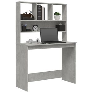 Scrivania per computer in legno ingegnerizzato grigio cemento 40,2 x 17,7 x 58,3 pollici in stile moderno con design elegante - Product Image 4