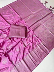Sari de luxe en Georgette avec tissage Jacquard, Sari Shahi Meenakari Couture avec riche travail Jari, Sari Boutique Premium - Product Image 4