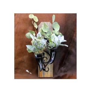 Par de Jarrones de Flores de Cuerno de Búfalo Antiguos Hechos a Mano, Diseño Rústico Tipo Piedra para Exportación - Product Image 4