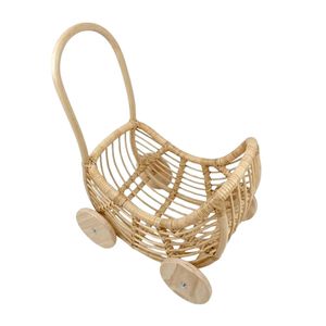 Poussette de poupée en rotin naturel pour enfants, poussette vintage en osier pour poupées, poussette de luxe pour poupées, vente en gros - Product Image 1