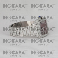 Montre de luxe carrée 41 mm en moissanite, mouvement à quartz, cadran analogique à chiffres romains, étanche, montre-bracelet entièrement sertie de pierres