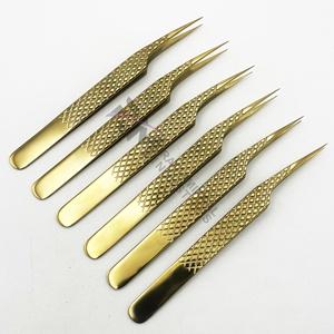 Pince à épiler en acier inoxydable RMI Diamond Grip, plaquée or, à dents, avec logo personnalisé, usage professionnel, durable, précision, antistatique - Product Image 1