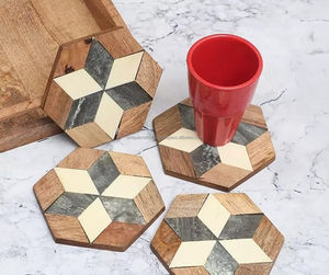 Stylish Classic 10mm Eco-Friendly Natural Wood <b>Drink</b> <b>Coasters</b> for Home Kitchen Office Tabletop Decoration - Product Image 3