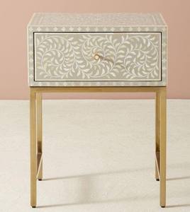 <b>Rectangle</b> Resin & Bone Inlay Floral Pattern Nightstand & <b>Side</b> <b>Table</b> with Modern Luxury Design Eco-Friendly Multifunctional - Product Image 4