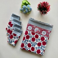 Serviettes de table carrées modernes, faites à la main, réutilisables, écologiques, en coton indien à motifs floraux, 10x10 pouces, imprimées à la main, logo personnalisé