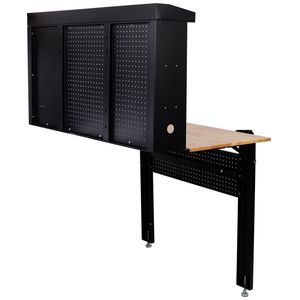 Banco de Trabajo Plegable Resistente para Montar en la Pared con Superficie de Madera de Caucho y Panel Perforado para Herramientas, Almacenamiento en la Pared que Ahorra Espacio - Product Image 6