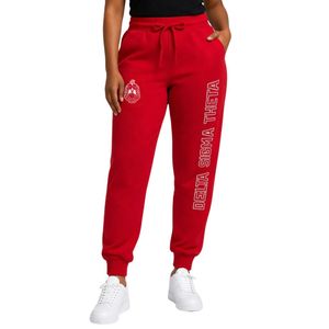 Delta Sigma Theta Red Sequins Patch Sweatpants for Women Comfortable Fit Premium Fabric Greek Sorority Apparel Casual Wear - Product Image 1