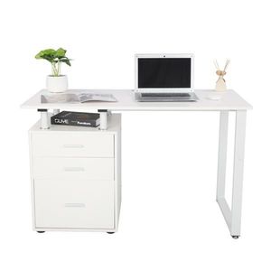 Scrivania per Computer Bianca con Tre Cassetti e Porta Tubi, Design Moderno, Scrivania Regolabile per Gaming e Lavoro in Piedi, per Camera da Letto, per Uso con Laptop - Product Image 3