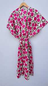 Best Quality Beautiful Pink Floral Cotton <b>Kaftan</b> for Daily Use Best for Summer Cotton Hand Block Printed Causal Summer <b>Kaftan</b> - Product Image 3