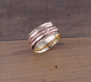 925 Sterling Silver Rose Gold Plated <b>Spinner</b> <b>Ring</b> for Anxiety Handmade Fidget Spinning <b>Ring</b> for Stress Relief Wholesale - Product Image 1