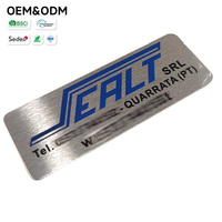 Placas de Identificación Metálicas Adhesivas de Aluminio Anodizado Cepillado con Número de Serie Industrial Marino Personalizado, Serigrafía Azul para Equipos