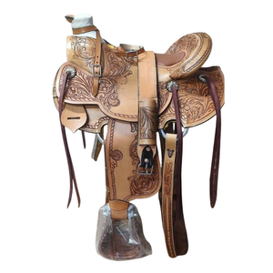 Selle de cheval en cuir western artisanale de qualité supérieure, ensemble durable pour la randonnée et le ranch, équipement d'équitation confortable et performant pour les chevaux - Product Image 3