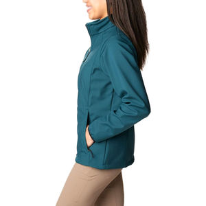 Chaqueta de Forro Polar para Mujer, Color Verde Azulado, Manga Larga, Cuello Alto, Cierre de Cremallera, Impermeable, Cortavientos, para Invierno y Otoño, Material de Poliéster/Algodón - Product Image 3