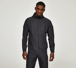 Men's Black Hooded <b>Knitted</b> Tracksuit <b>Set</b> Casual Autumn Wear 100% Polyester Quick Dry Solid Color Long Sleeve Pants Outfit - Product Image 4