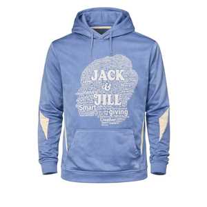 Sudadera con Capucha Azul Rey Jack and Jill con Gráfico de Collage de Palabras y Sudadera con Capucha Estilosa para Hombres, Mujeres y Adolescentes, Ropa Casual - Product Image 1