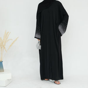 Abaya Musulmana de Una Pieza de Lujo con Cuentas en las Mangas, Diseño Personalizado de Dubái, Abaya Modesta con Pedrería para Mujer, Venta al Por Mayor, Calidad Premium OEM - Product Image 6