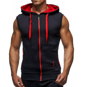 Custom <b>Logo</b> Men's Athletic Sleeveless Hoodie Zip Up Gym Tank Top Fitness Apparel Bodybuilding Vest Wholesalers Tank Tops For Men - Product Image 2