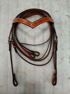 Unique Design Floral (V) Browband Medium Oil Headstall Bridle Hand <b>Tooled</b> Available At Export Quality And Price - Product Image 4
