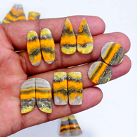 Paire de cabochons en jaspe abeille naturel, 15 mm x 40 mm, haute qualité, jaune, bijoux spéciaux pour la journée