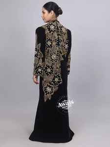 Imported Velvet Crystal Sequined Beading Solid Floor-Length Long Sleeve Modest Simple Abaya <b>Kaftan</b> <b>Dress</b> for Eid Occasions - Product Image 5