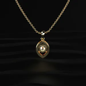 Collar con Colgante de Halo en Forma de Ojo, Corte Redondo, Collar de Diamantes Hecho a Mano, Oro con Diamantes Cultivados en Laboratorio CVD con Claridad D-E VVS-VS, Certificado IGI - Product Image 6