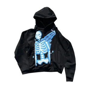 Sudadera con Capucha Personalizada para Hombre, con Borde Cortado, Estampado 3D de Calavera, Logotipo, Estilo Urbano, Unisex, 100% Algodón - Product Image 1