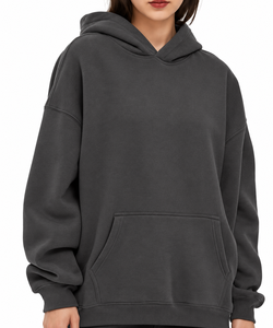 Sweat à capuche oversize pour femme avec cordon de serrage, capuche croisée, épaules tombantes, poche frontale et poignets côtelés - Product Image 4