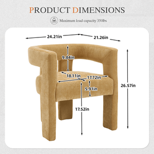 Fauteuil d'appoint/salle à manger contemporain en tissu rembourré, lot de 2, pour cuisine ou salon - Product Image 3