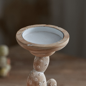 Portavelas de Madera Pulida Estilo Rústico - Ecológicos, Elegantes y Naturales para Navidad, Uso Diario y Ocasiones Especiales MULTI CRAFT - Product Image 5