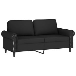 Canapé 2 places en velours noir et métal avec une largeur d'assise de 55,1 pouces pour salon, doté de éléments en Textilène - Product Image 4