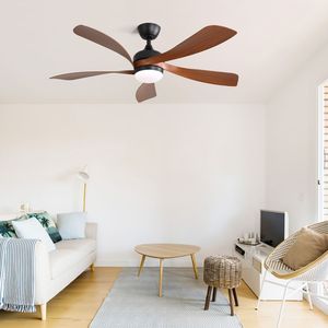 52-Inch Indoor LED <b>Ceiling</b> <b>Fan</b> with 3 Color Dimmable ABS Blades Remote Control Reversible DC Motor <b>Black</b> with LED Light - Product Image 5