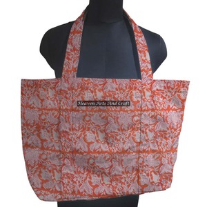 Ecológico al por mayor popular bolso de mano personalizado hermoso patrón bloque impreso algodón orgánico lona hombro bolsa de lona - Product Image 1