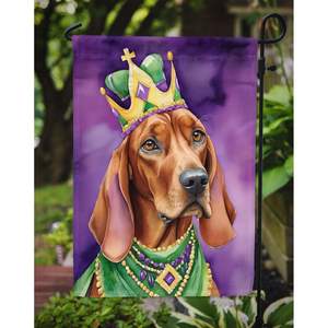 Redbone Coonhound King Mardi Gras Bandera de jardín multicolor Buzón Decorativo Patio Banner para Patio Obra DE ARTE Camas de flores Tamaño pequeño - Product Image 3