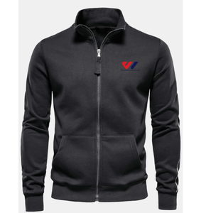 <b>Men's</b> Stand Collar Zip Up <b>Cardigan</b> Full Zip Sweatshirt <b>Long</b> Sleeve Pullover with Pockets for Autumn Outdoor Wear with Custom Log - Product Image 2