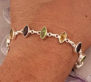 Pulsera de Piedras Preciosas de Cuarzo Multicolor, Joyería Hecha a Mano en Plata de Ley 925, Pulsera de Cristal Natural, Regalo de Moda para Mujer - Product Image 4