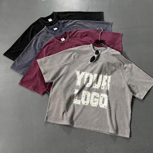 T-shirt pour homme à manches courtes, coupe courte, impression sérigraphique noire personnalisée, impression 3D en relief, 280 g/m², tissu lourd - Product Image 3