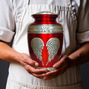 Urne funéraire en aluminium, urne pour cendres avec ailes d'ange, urne commémorative pour adulte, urne funéraire en métal pour cendres humaines, urne funéraire artisanale - Product Image 5